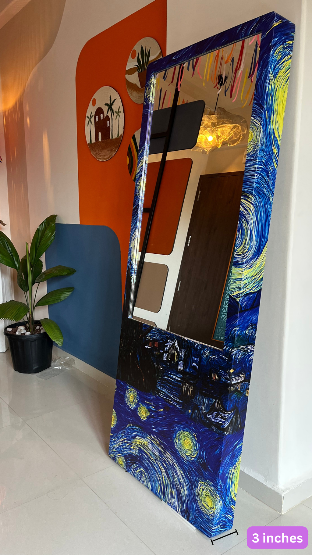 LookWithin - Wall Mirror With Van Gogh's Starry Night Inspired Frame