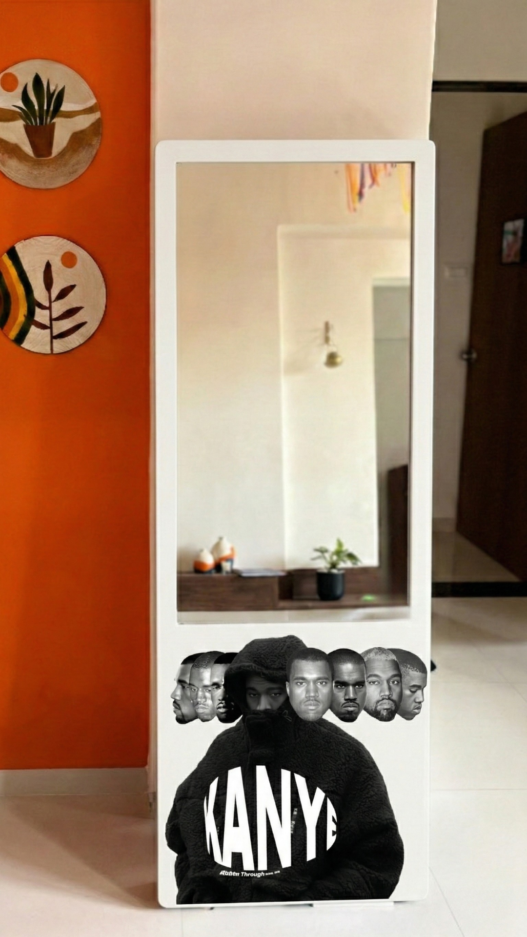 LookWithin-  Wall Mirror With KANYE Inspired Frame - White