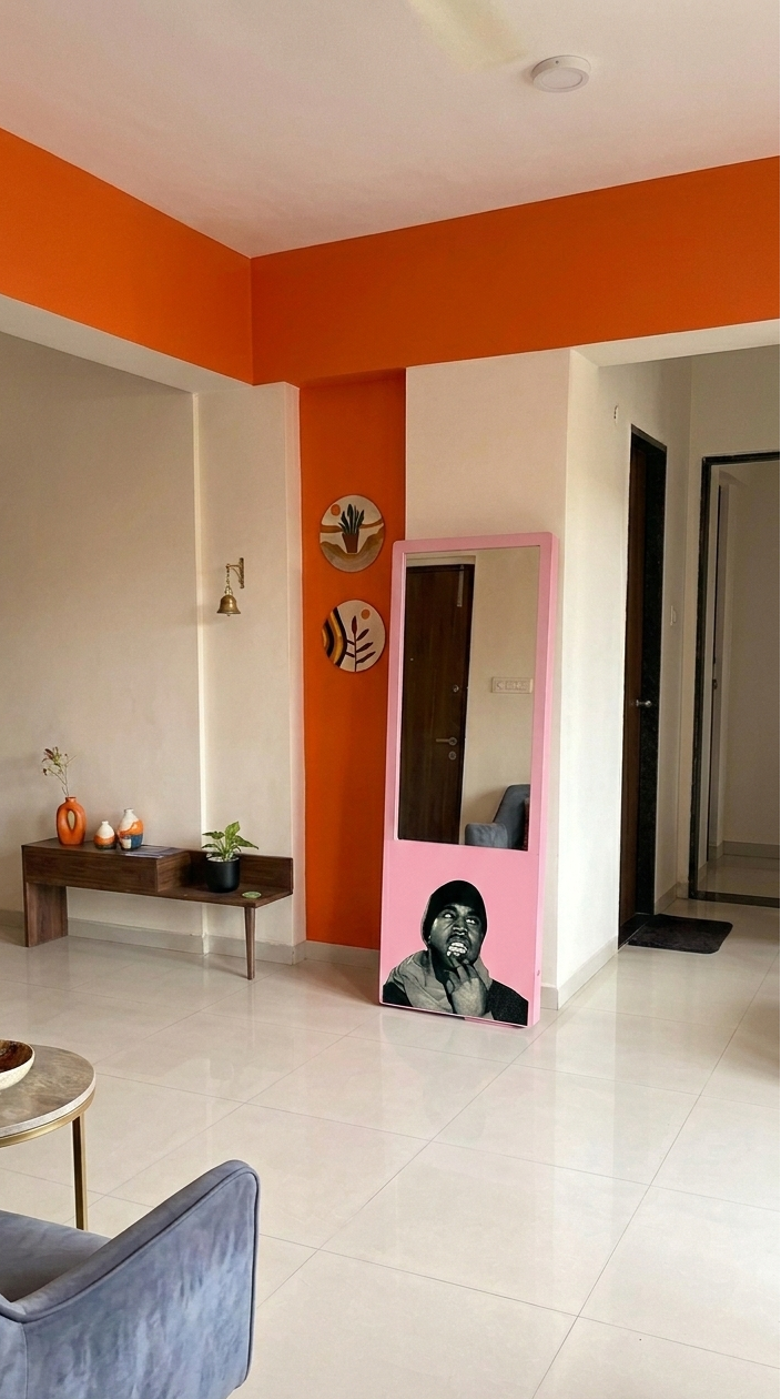 LookWithin-  Wall Mirror With KANYE Inspired Frame - Pink