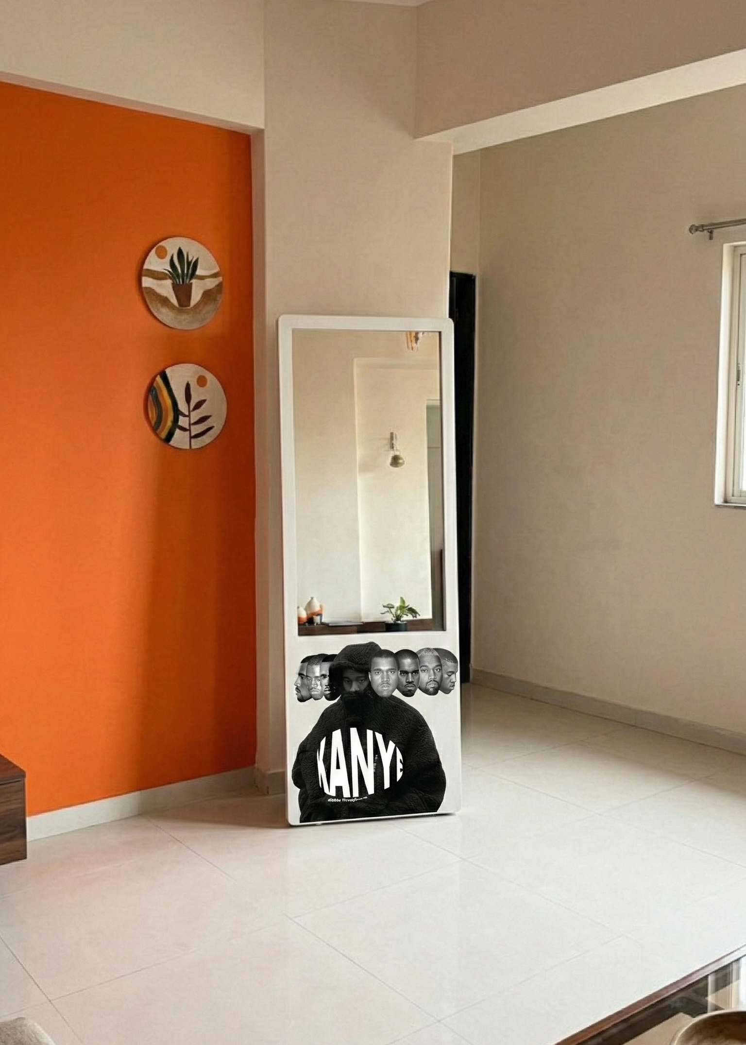 LookWithin-  Wall Mirror With KANYE Inspired Frame - White